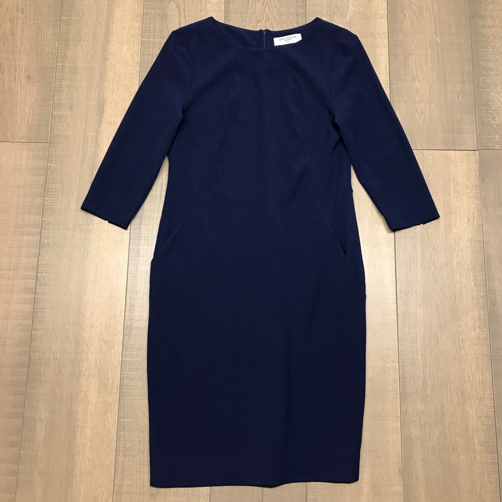 MM.LaFleur Dress Womens Size 10 Navy Blue Etsuko Sheath Ponte Workwear Career